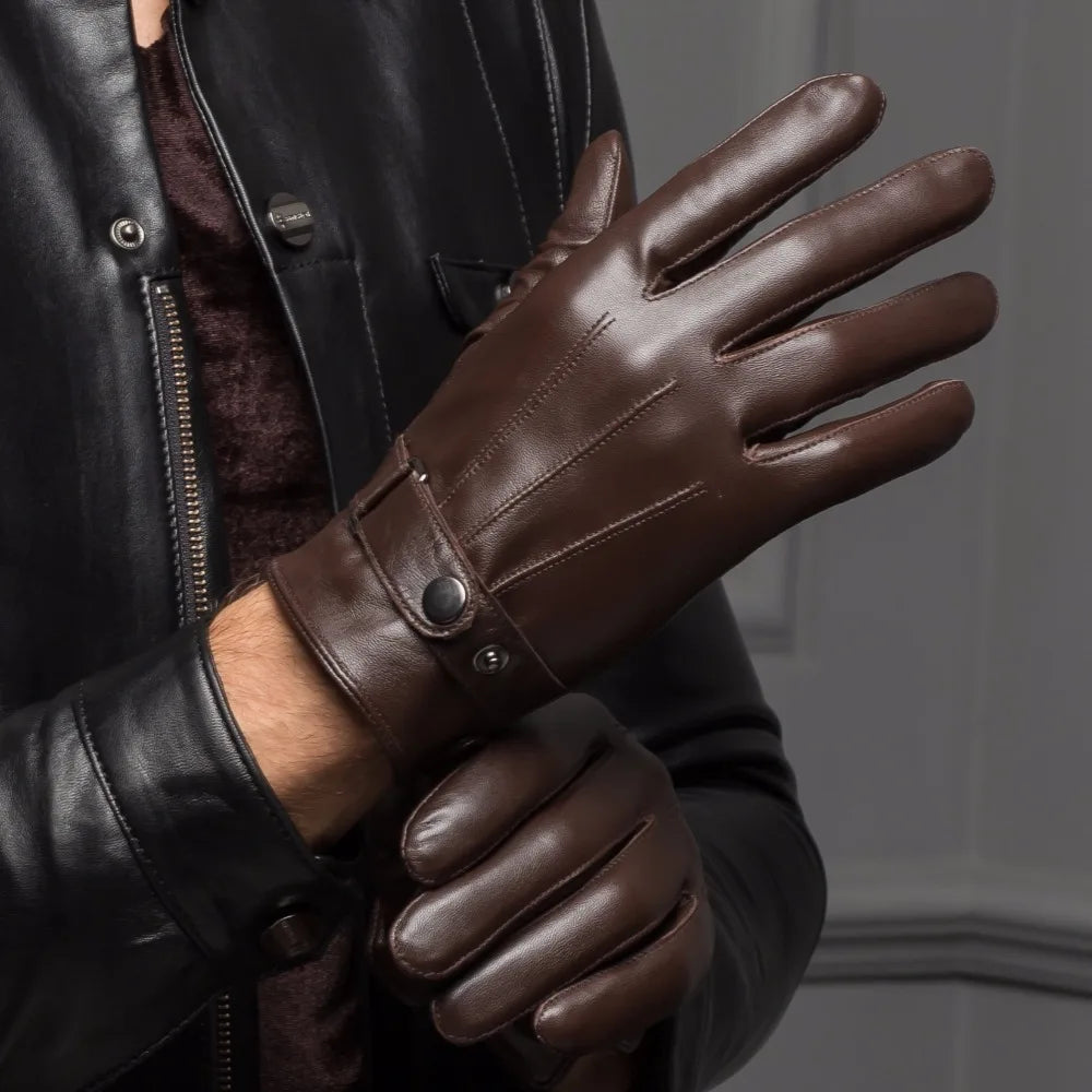 Slim fit leather gloves on sale