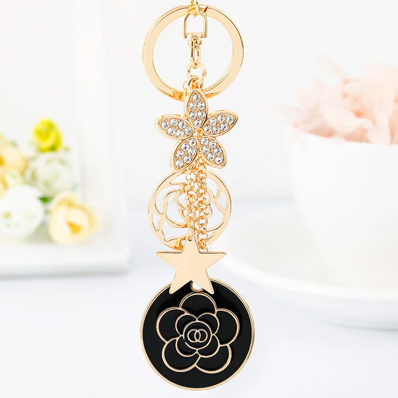 Women's Luxury Replica N°5 Perfume Bottle & Bow Keychain