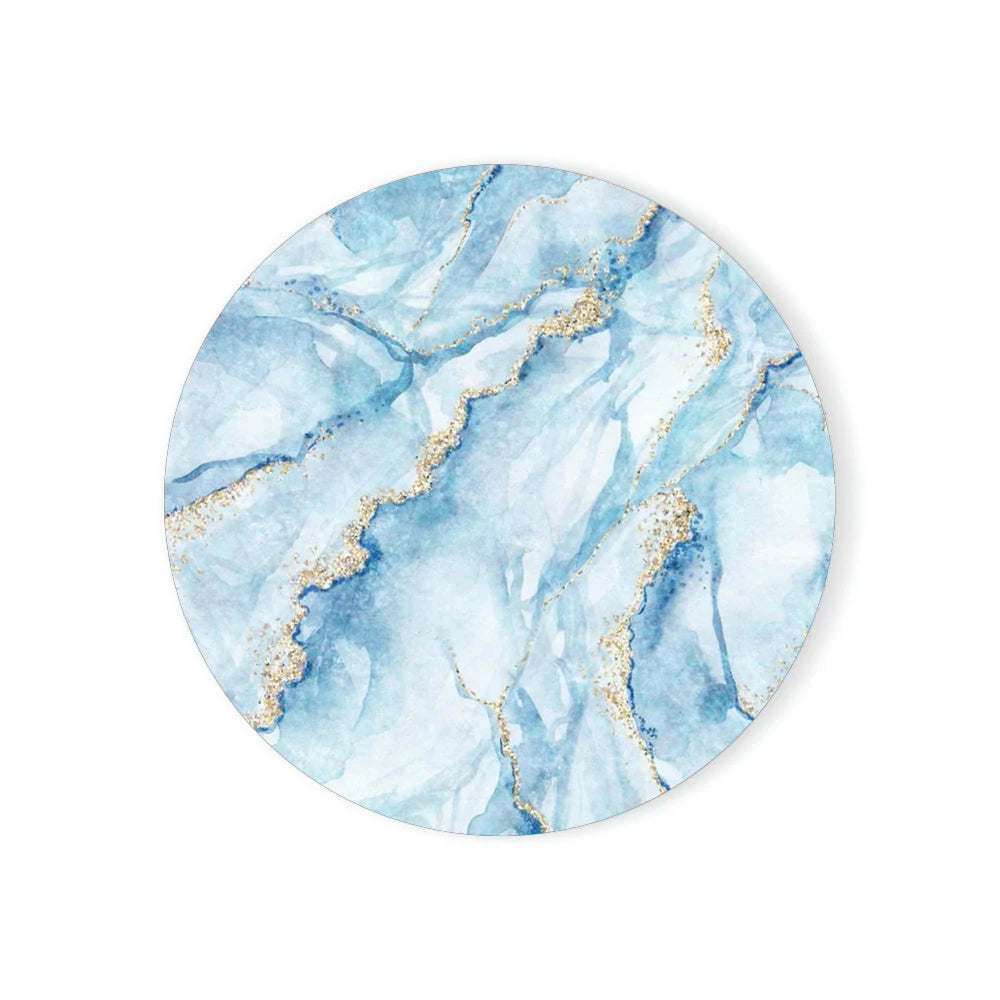 Luxury Colorful Marbled Round Ceramic Stone Coaster with Cork Base (1 Pc) - Lovez Aqua© - 