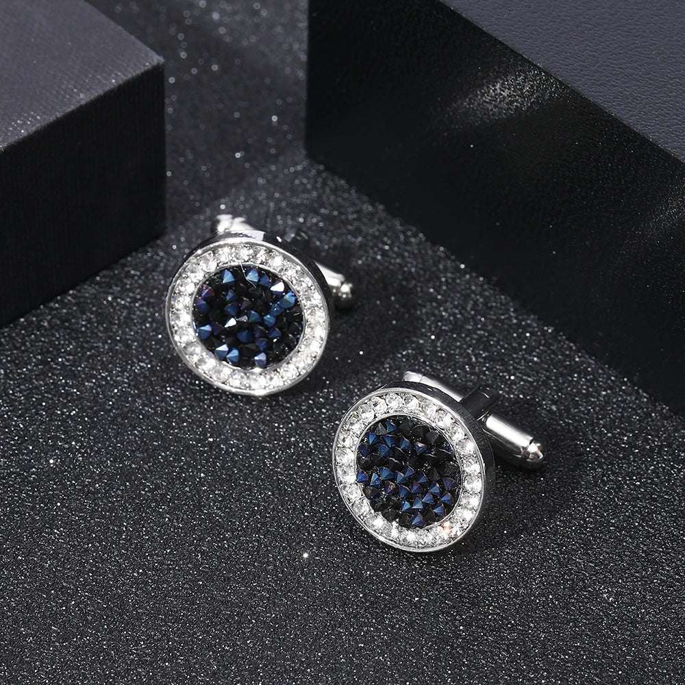 Luxury Men's Crystal & Agate Encrusted Round Cufflinks - 80d3e6-0e.myshopify.com - -  