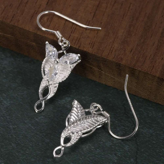 925 Sterling Silver & Zircon Lord of the Rings Arwen Evenstar Drop Earrings