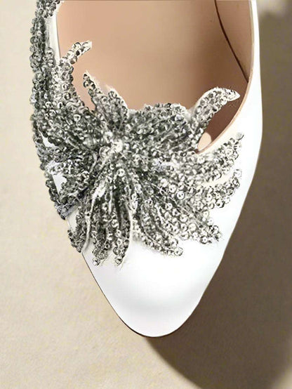 Twilight Bella Swan’s Satin White Wedding High Heels With Rhinestone Embellishments - 80d3e6-0e.myshopify.com - -  