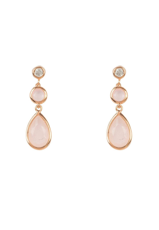 Women's Rose Quartz Gemstone Drop Earrings with 22ct Rose Gold Plating