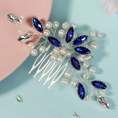 Women's Delicate Crystal Rhinestone & Pearl Flower Bridal Hair Comb