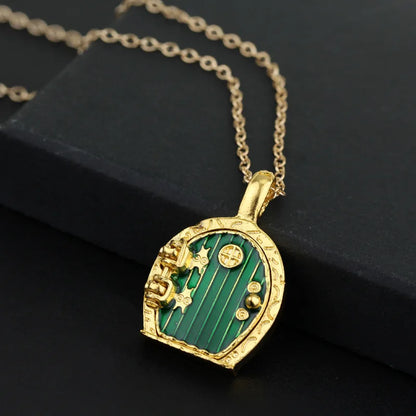 Lord of the Rings The Shire Hobbit Home Door Locket Pendant Necklace - 80d3e6-0e.myshopify.com - Gold -  Gold