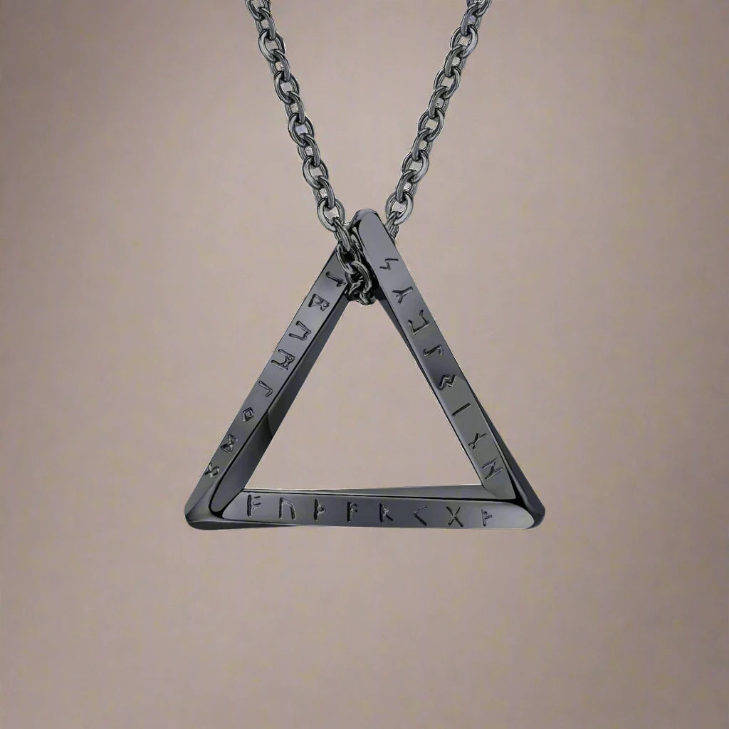 Men's Antique Twisted Norse Viking Triangle Pendant Necklace - Lovez Aqua© - 