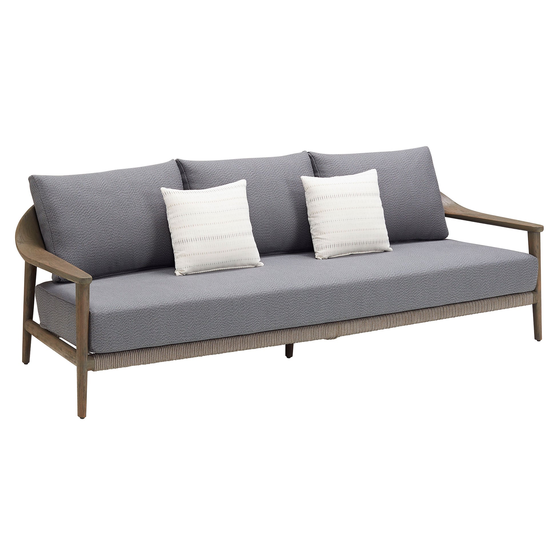 Modern Outdoor Patio 5-Seater Black & Gray Conversation Sofa & Coffee Table Set - HIGOLD - 