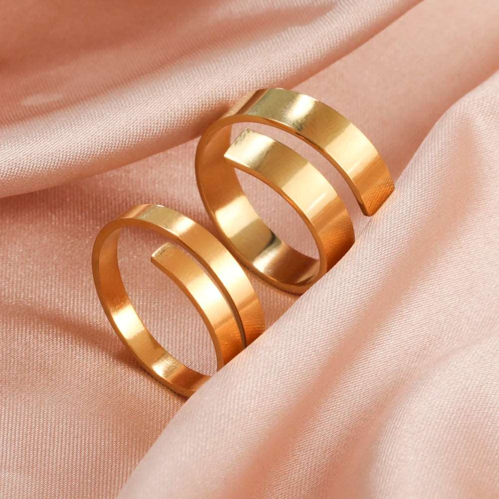 Women's Minimalist Geometric Swirl Stainless Steel Adjustable Open Ring