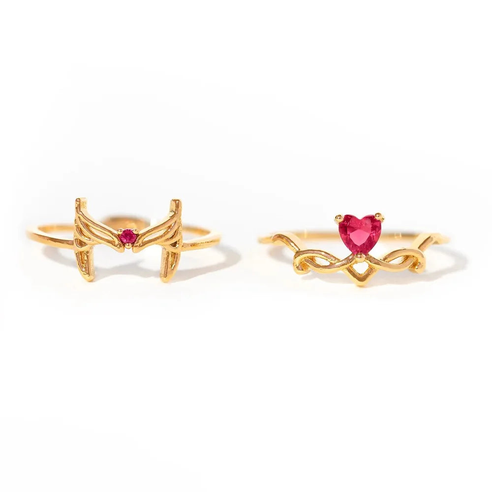 Disney's Marvel Scarlet Witch Wanda Crown Red Zircon Heart Ring/Earrings - 80d3e6-0e.myshopify.com - -  