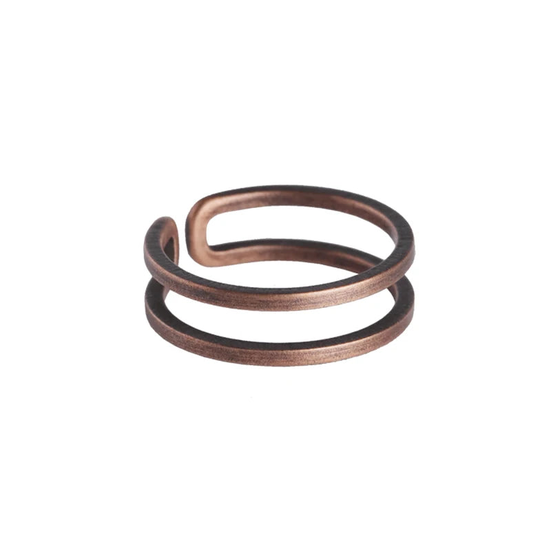 Hand-Crafted Solid Copper Adjustable Matching Couple Rings - Lovez Aqua© - 