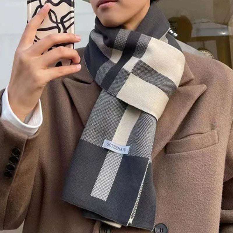 Men's Sleek Multicolored Winter Plaid Casual Scarf - 80d3e6-0e.myshopify.com - Gray -  Gray