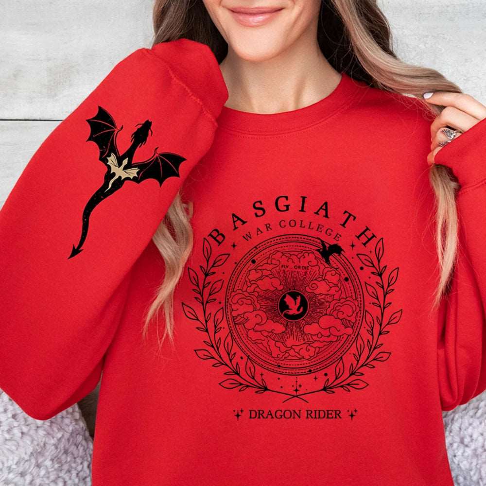 Basgiath War College Double-Side Fourth Wing Dragon Sleeve Women's Sweatshirt - Lovez Aqua© - jumper, violet, xaden