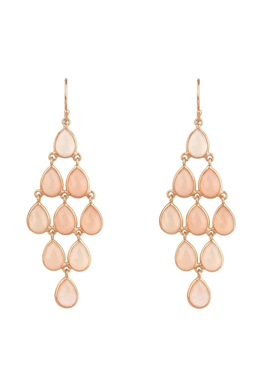 Women's 22ct Rose Gold Plated Rose Quartz Gemstone Cascade Earrings