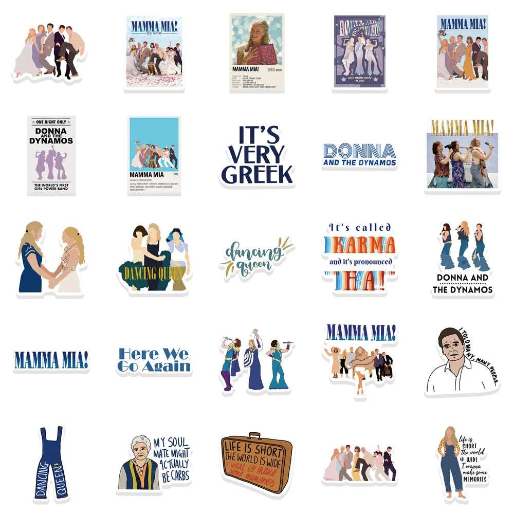 10/50pcs Musical Theater Movie Mamma Mia Waterproof Stickers - Lovez Aqua© - 