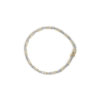 10K Two-Tone Gold 7" Spiral Over Link Bracelet With 1/2 Cttw Diamonds - Lovez Aqua© - 