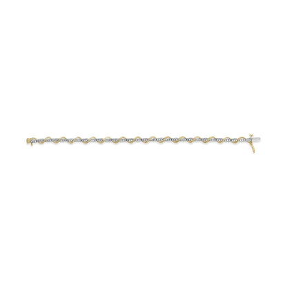 10K Two-Tone Gold 7" Spiral Over Link Bracelet With 1/2 Cttw Diamonds - Lovez Aqua© - 