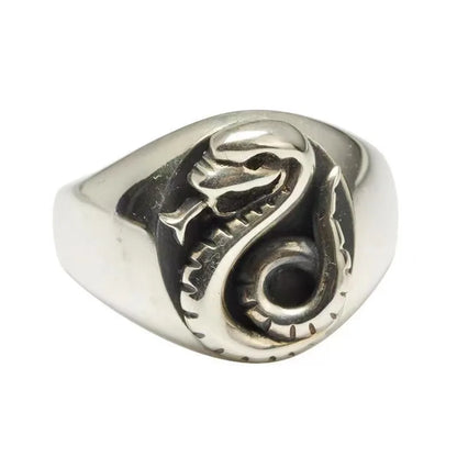 Harry Potter Draco Malfoy Snake Family Crest Emblem Antique Silver Court Ring - 80d3e6-0e.myshopify.com - -  