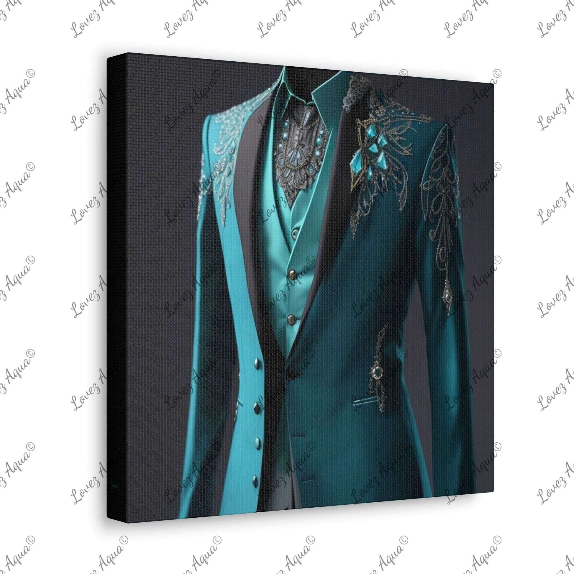 "Aquamarine Elegance" Men's Jeweled Suit Jacket Fashion Painting Lovez Aqua© - Lovez Aqua© - Art & Wall Decor, Canvas, Fall Picks, Hanging Hardware, Home & Living, Indoor, Top Spring Products, Valentine's Day promotion