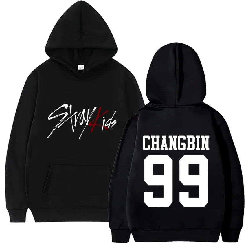 Stray Kids K-Pop Boyband Printed Singer Birth Year Black Unisex Hoodie - Lovez Aqua© - 