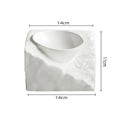 Restaurant Style White Ceramic Square Stone Cube Irregular Gourmet Soup Bowl - 80d3e6-0e.myshopify.com - B -  B