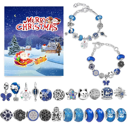 DIY Blue Jewelry Bracelets Gift Box 24 Day Christmas Advent Calendar For Kids - Lovez Aqua© - 