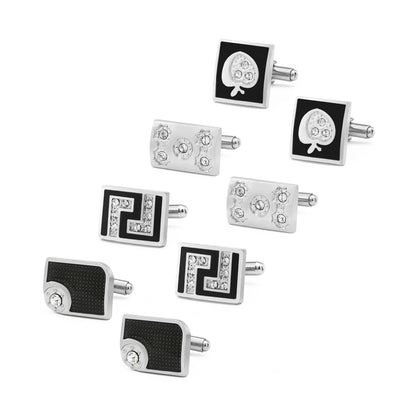 Men's Modern Square Geometric Pattern Cufflinks in Gift Box (4 Pieces) - Lovez Aqua© - 