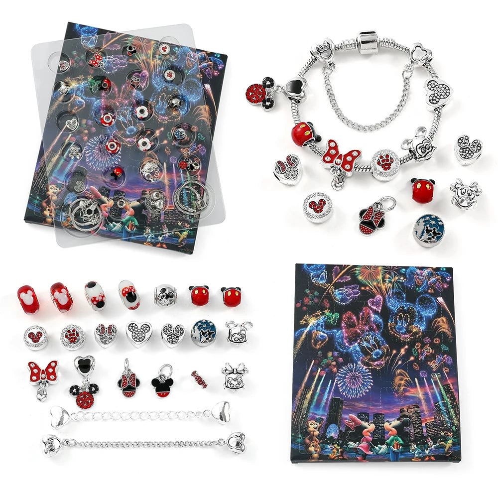 Disney's Mickey & Minnie Mouse DIY Beaded Jewelry Set Christmas Advent Calendar - Lovez Aqua© - 