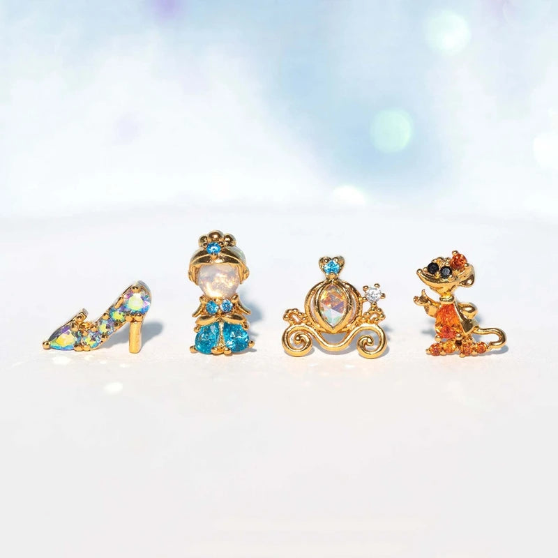 Disney Princesses & Animal Friends Cubic Zircon Women's Stud Earrings (4pcs)