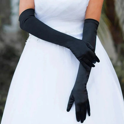 Women's Elegant Silk Arm Length Wedding Bridal Gloves