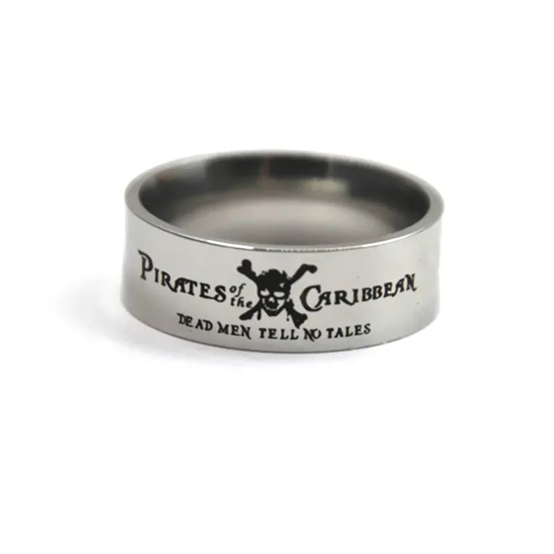 Pirates of the Caribbean Dead Men Tell No Tales Stainless Steel Ring Band - Lovez Aqua© - 