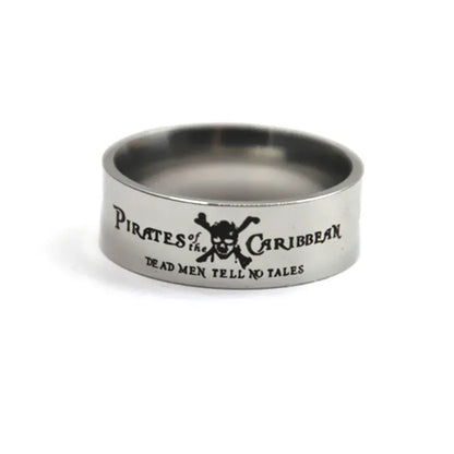 Pirates of the Caribbean Dead Men Tell No Tales Stainless Steel Ring Band - Lovez Aqua© - 