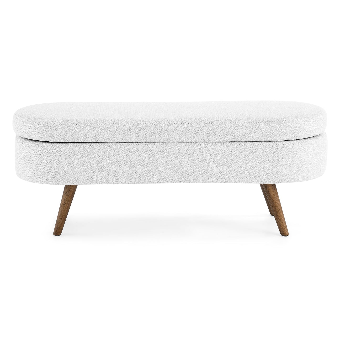 Ottoman White Linen Oval Storage Bench Seat with Wooden Legs - 80d3e6-0e.myshopify.com - -  