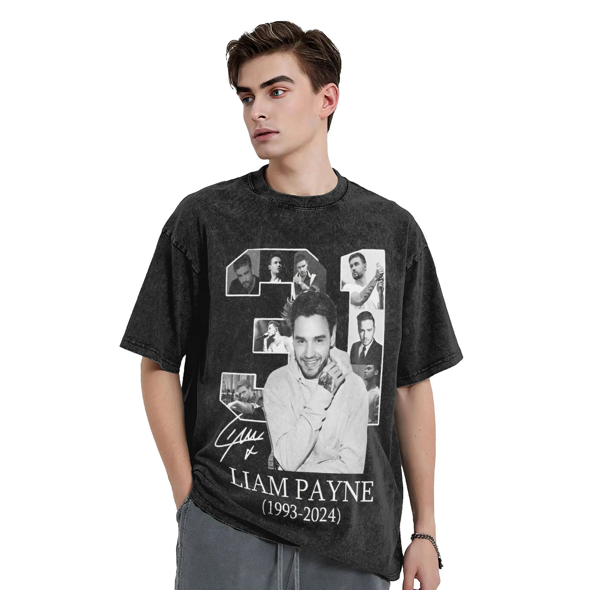 Liam Payne Remembrance 1993-2024 RIP Distressed Unisex Black Cotton T-Shirt - Lovez Aqua© - one direction