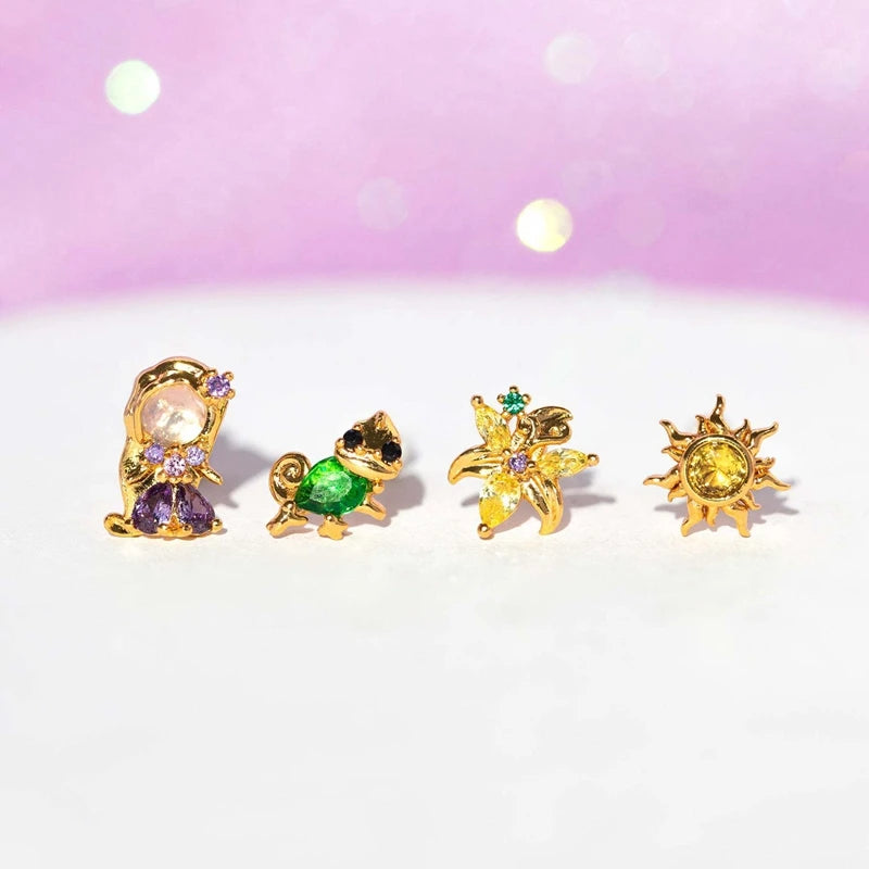 Disney Princesses & Animal Friends Cubic Zircon Women's Stud Earrings (4pcs)