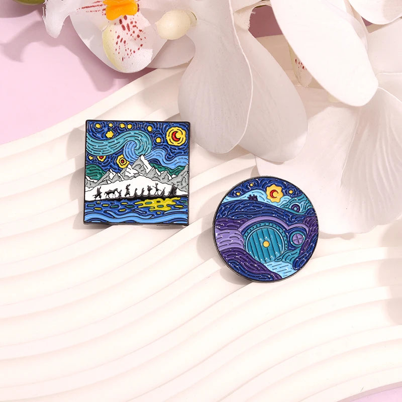 Lord of the Rings & The Hobbit Van Gogh Starry Sky Style Lapel Brooch - 80d3e6-0e.myshopify.com - -  