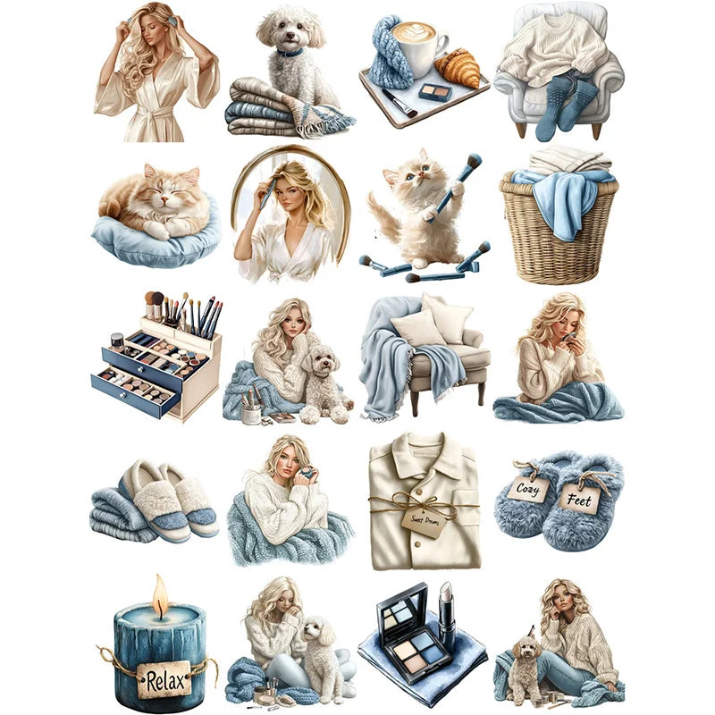 Ice Blue Woman Cozy Blanket Christmas Indoors Stickers (20 Pieces)