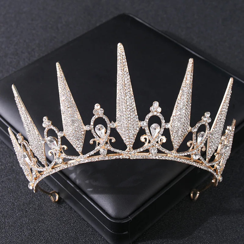 Women's Baroque Vintage Black Crystal Rhinestone Gothic Spear Tiara