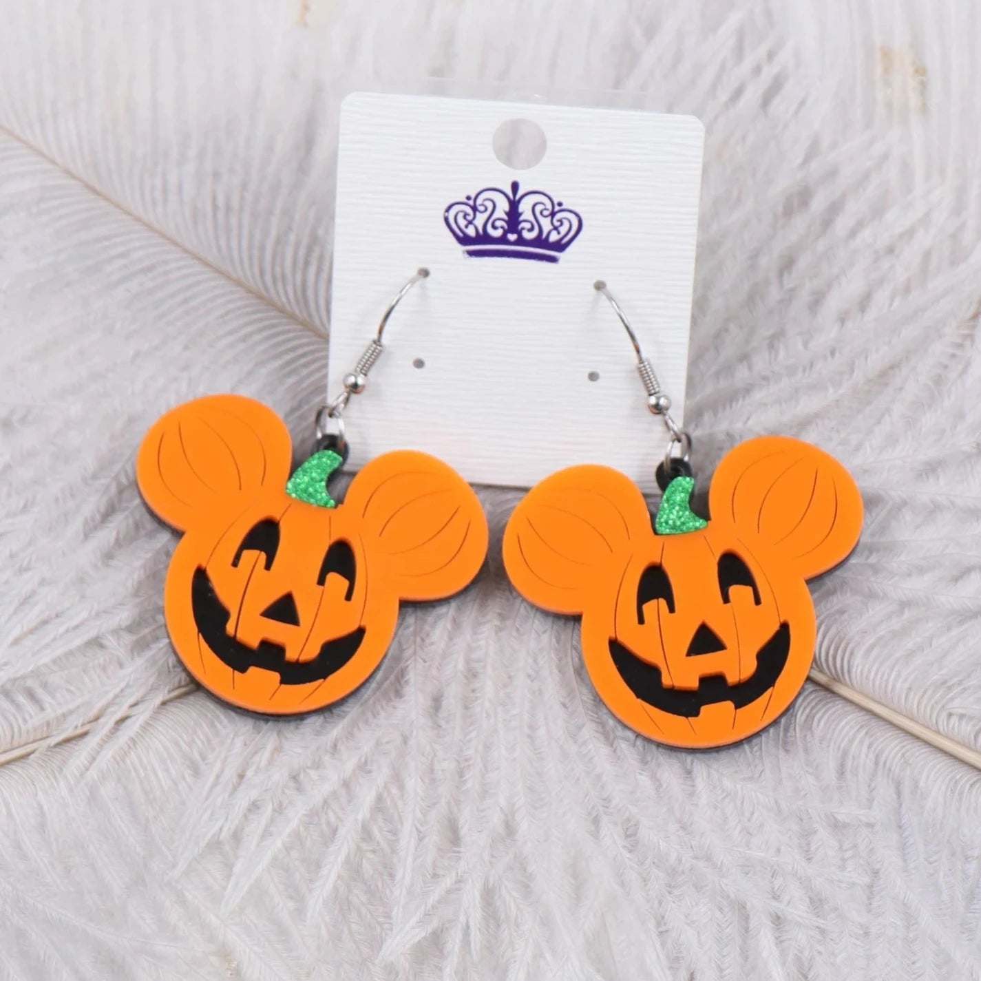 Disney's Mickey Mouse Head Halloween Pumpkin Dangle Earrings - Lovez Aqua© - 