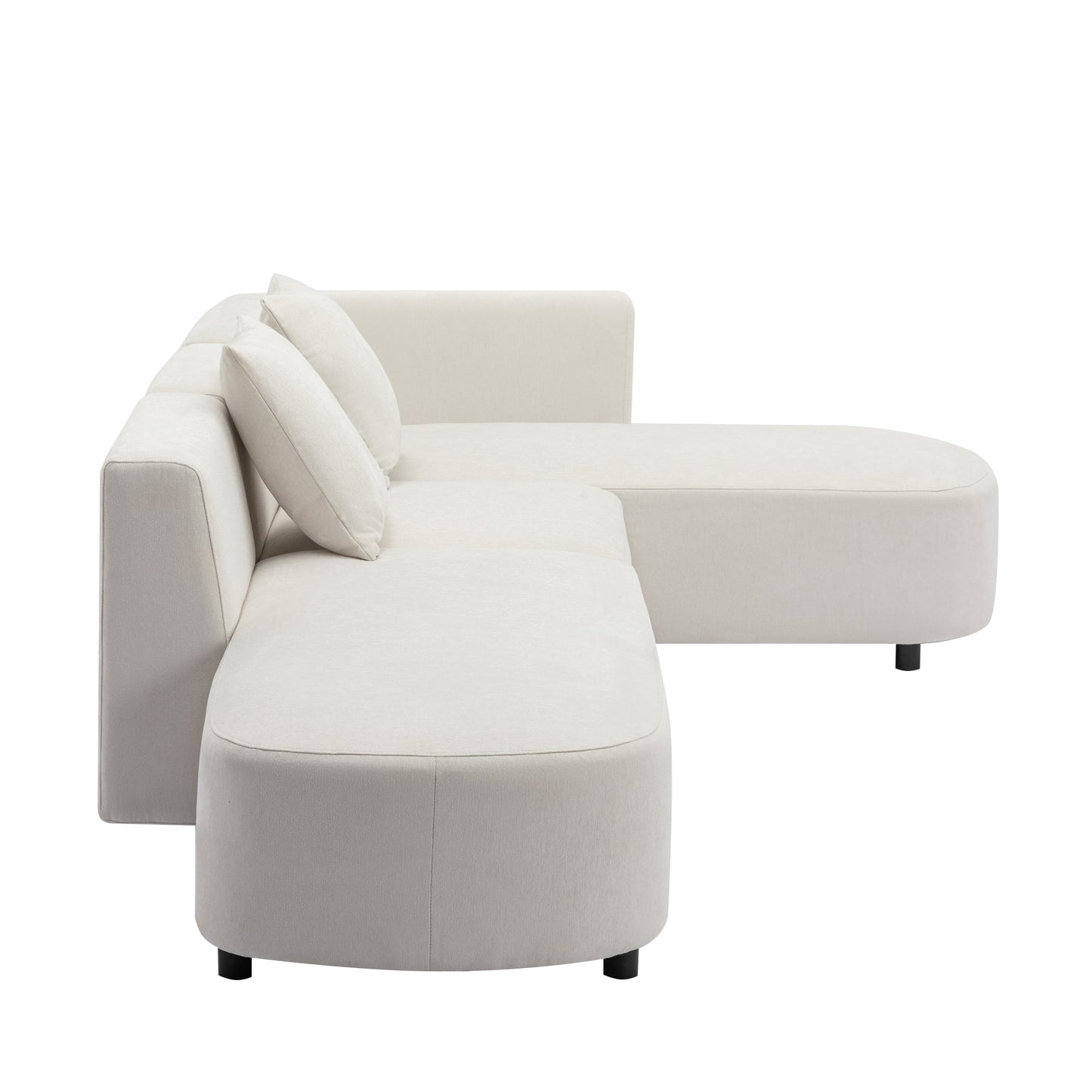 Luxury Modern Style Living Room White Chenille Upholstered Corner 4 Seater Sofa - 80d3e6-0e.myshopify.com - -  