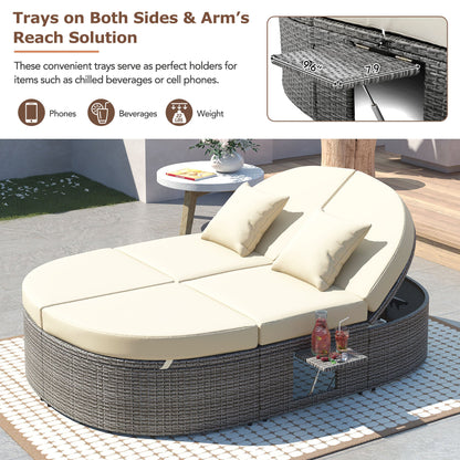 Outdoor Two Seater Adjustable Patio Reclining Rattan Sun Daybed with Cushions - 80d3e6-0e.myshopify.com - -  