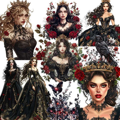 Gothic Black & Red Rose Fierce Queen Fantasy Decorative Stickers (20 Pieces) - 80d3e6-0e.myshopify.com - -  