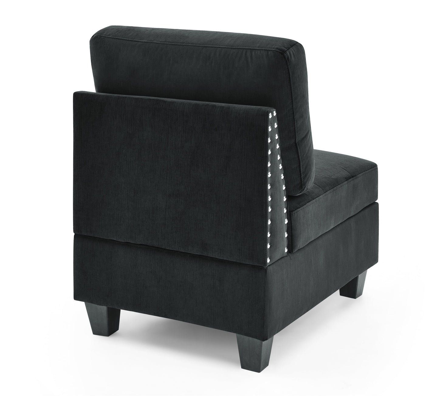 Luxury Silver Studded Black Velvet Single Modular Sectional Chair with Storage - 80d3e6-0e.myshopify.com - -  