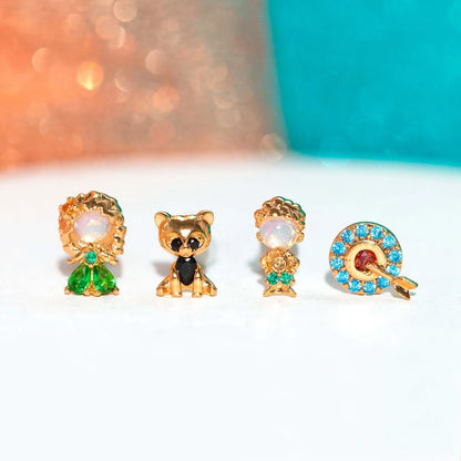 Disney Princesses & Animal Friends Cubic Zircon Women's Stud Earrings (4pcs)