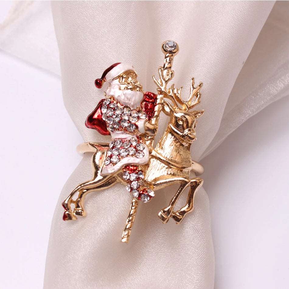 Rhinestone Embellished Christmas Themed Metal Napkin Ring Holders (4pcs) - 80d3e6-0e.myshopify.com - 2 -  2