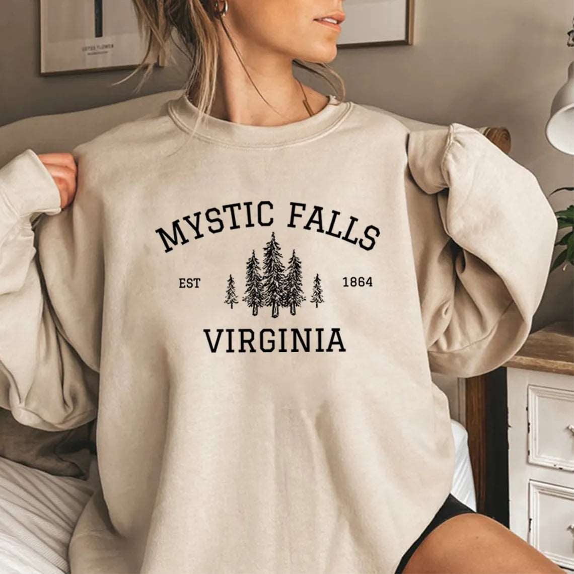 "Mystic Falls Virginia Est 1864" Vampire Diaries Unisex Pullover Sweatshirt - Lovez Aqua© - 