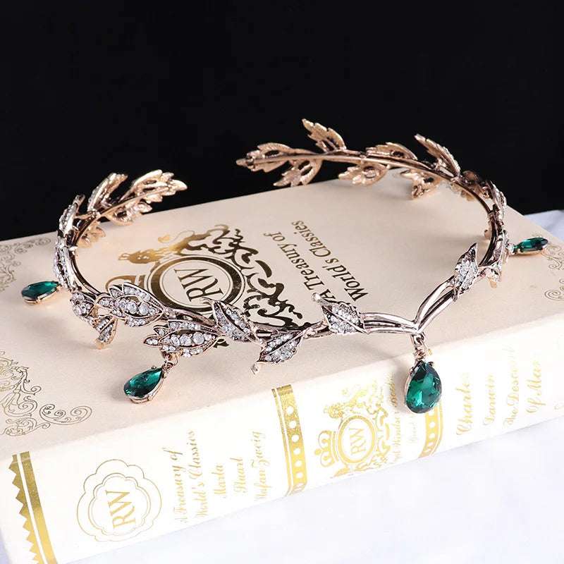 Lord of the Rings Elvish Style Waterdrop Crystal Rhinestone Pendant Leaf Tiara - 80d3e6-0e.myshopify.com - -  