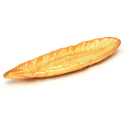 Golden Swan Feather Replica Antique Gilded Small Serving Tray