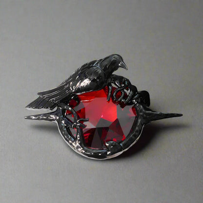 Love and Deepspace Sylus Red Mephisto Crow Brooch Inspired Enamel Brooch