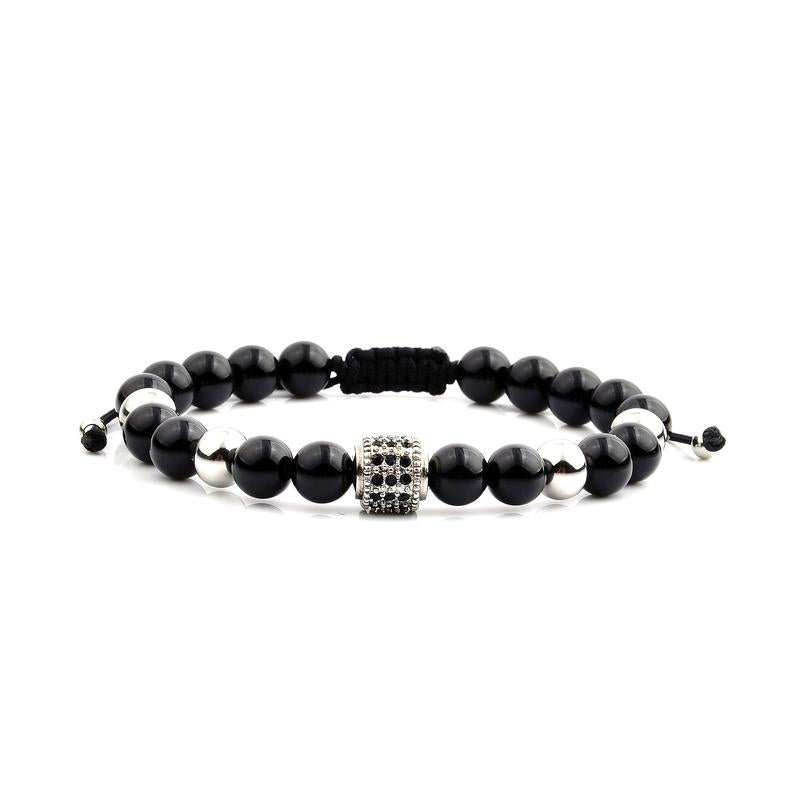 Men's Black Onyx Beaded Macramé Bracelet - Lovez Aqua© - 