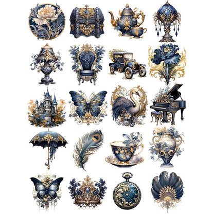 Vintage Blue & Gold Fantasy Prince & Princess Regal Castle Stickers (20 Pieces) - 80d3e6-0e.myshopify.com - 1 -  1